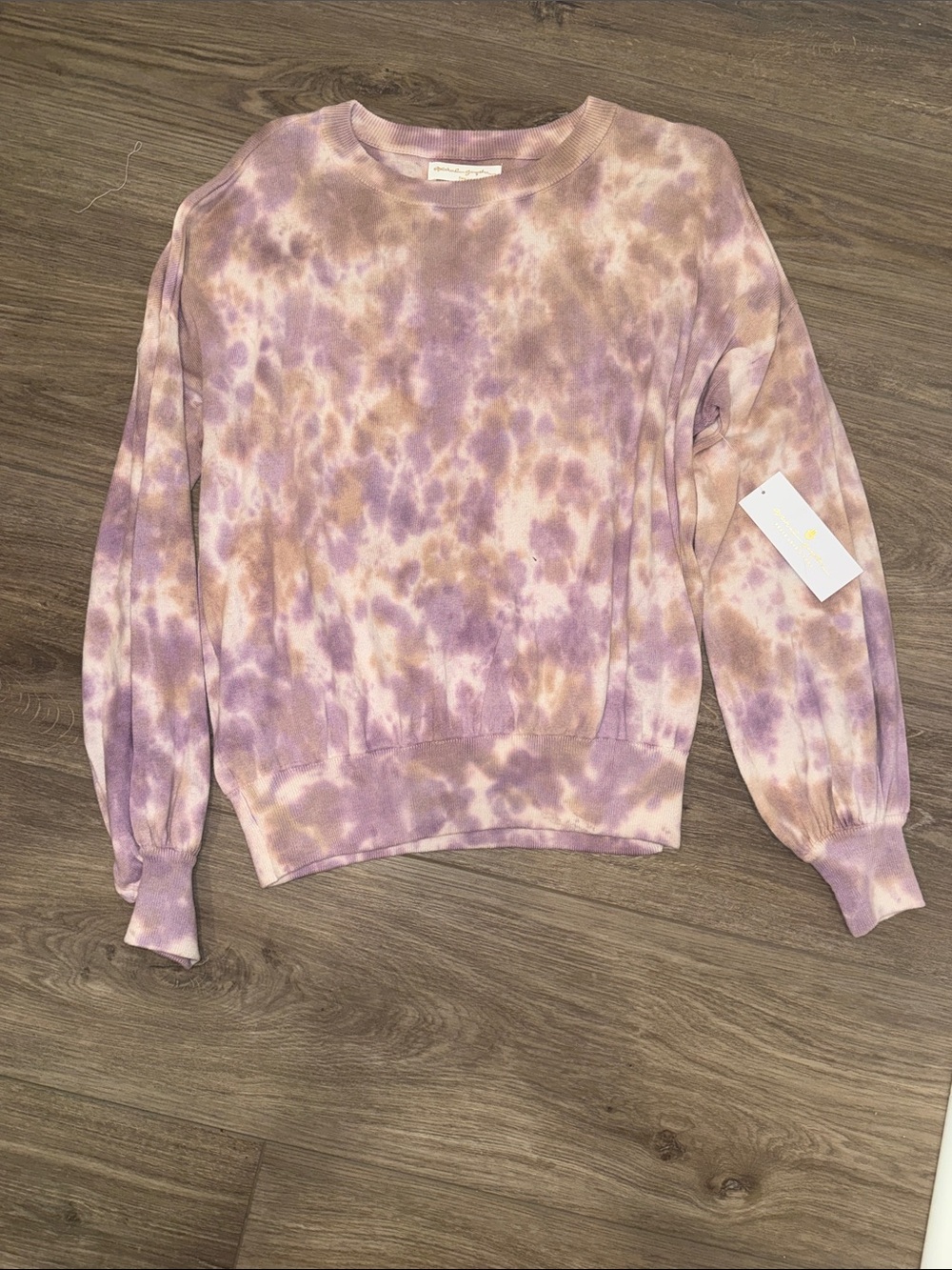 Spiritual Gangster Cotton Cashmere Lavender & Cream Tie-Dye Crewneck Sweater